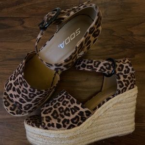 Soda Leopard Print Wedges